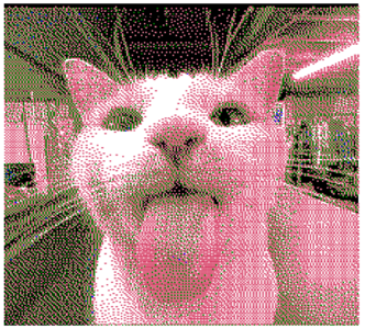 By e_g., red emojis are added in an attempt to render other colors via trichromatic dithering