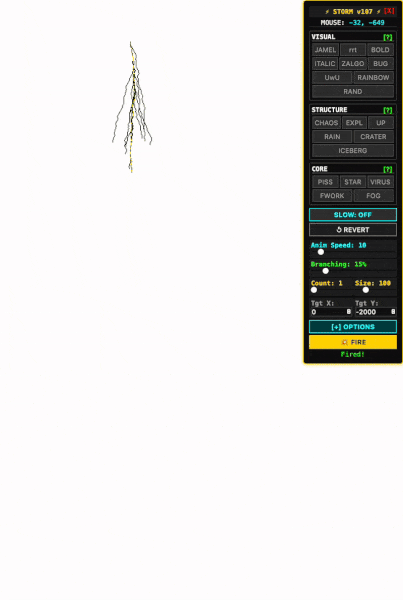 "SLOW" mode + "Size" and "Branching" sliders