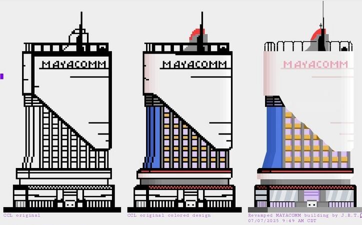 Mayacomm headquarters, third version was revamped by JRT to feature more Symbols for Legacy Computing(July 7th, 2025)