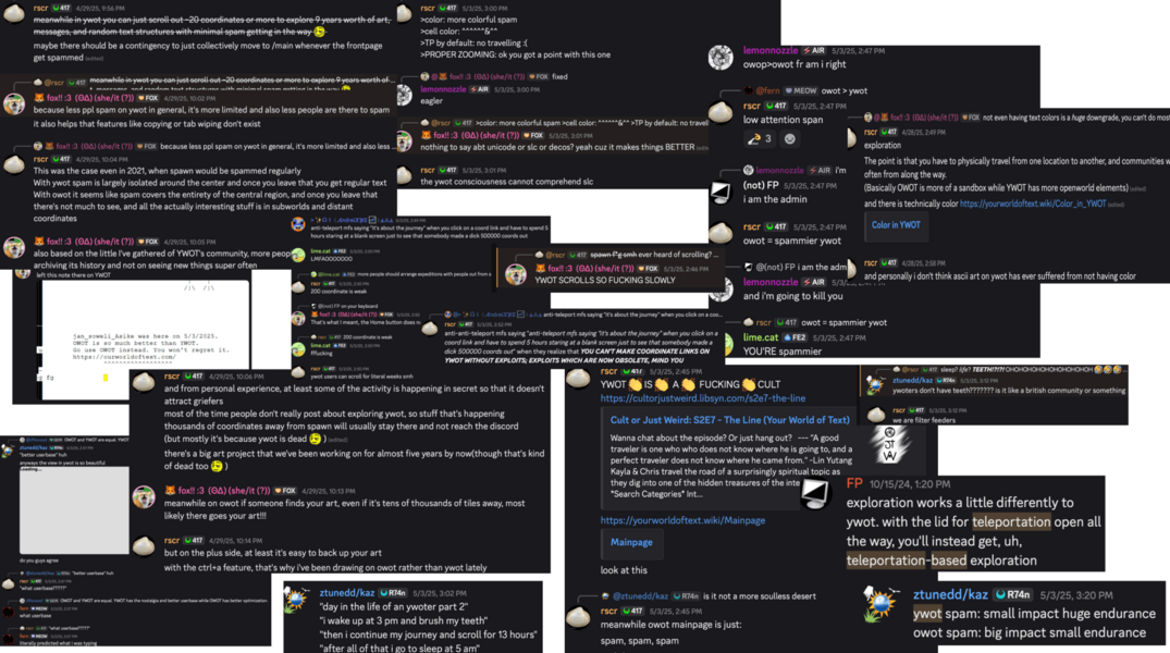 Argument about the two sites in the OWOT Discord