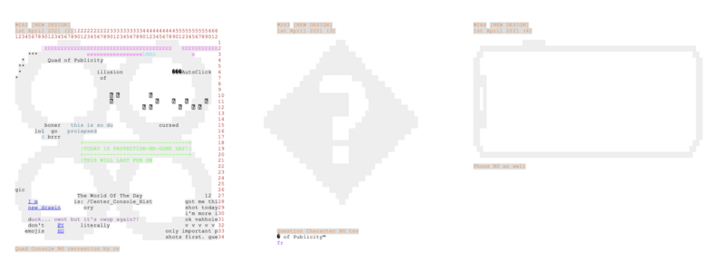 Replicas of three other center consoles from the event, made by Cv in /center_console_history