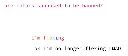 Some of the first colored messages on February 2nd, 2026. The limited color release was initially broken, briefly allowing users to access the full range of colors.