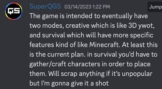 SuperQGS on the planned survival mode