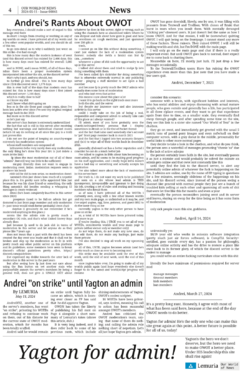 AndreiXYZ ranting in length about OWOT's need for a new admin