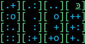 7, 6, 5, 4, line break, 8, 1, 0, 15, line break, 9, 2, 3, 14, line break, 10, 11, 12, 13.